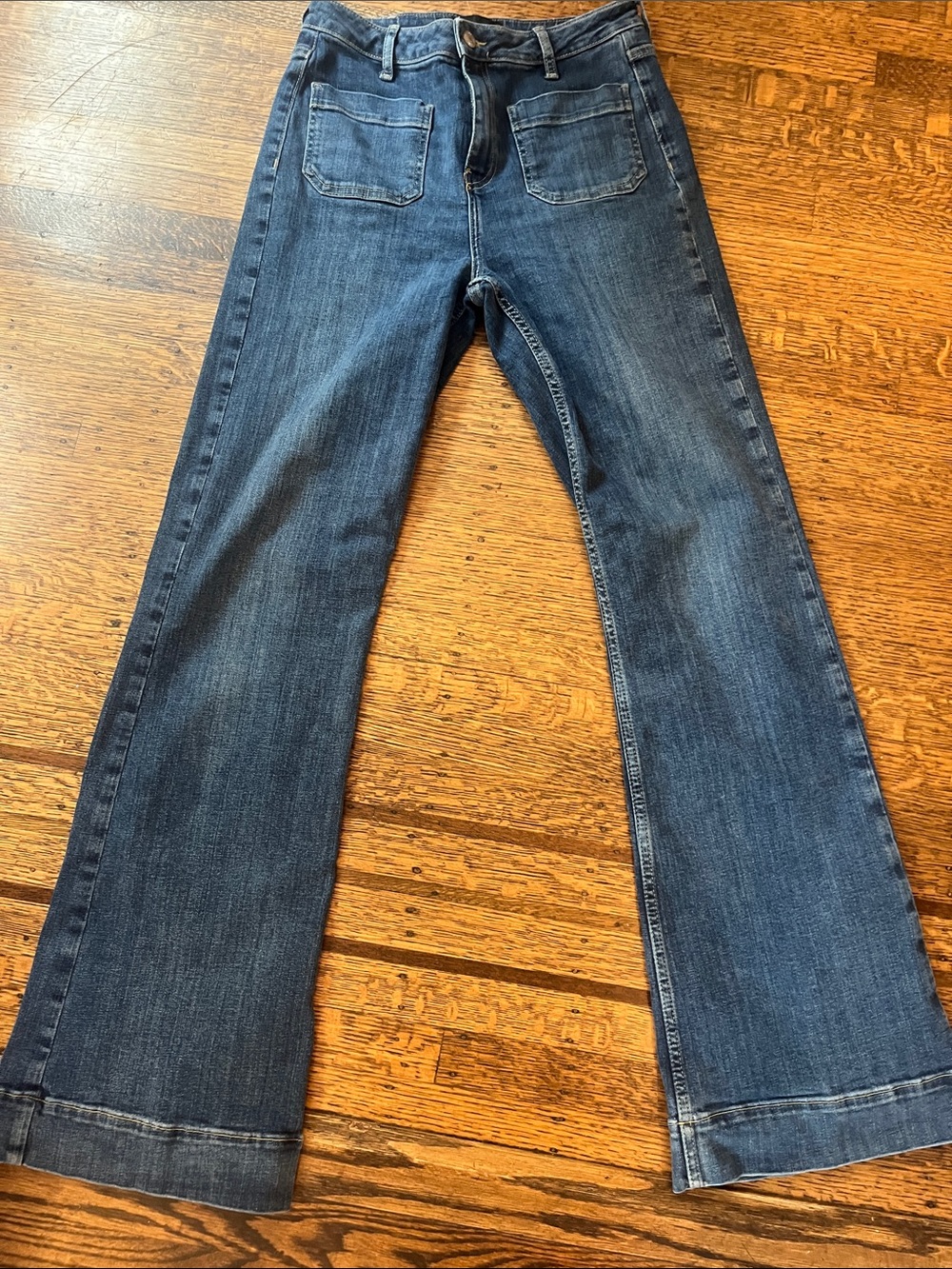 Zara High-Rise Dark Blue Wide-Leg Jeans for Women